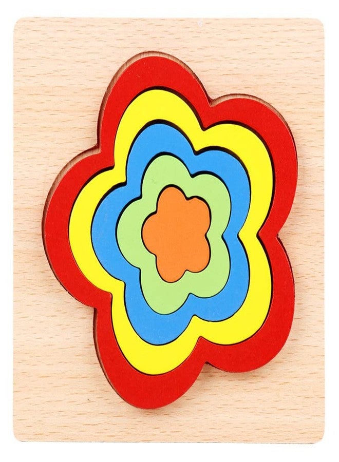 Folca® Bright Colored Wooden Seriation Puzzle Geometric Shape 3D Wooden Puzzle for Kids, (Design 8 Star, Flower, Hexagon, Square, Triangle) - Image 3